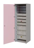 EUROMEDICA D - 66 skříň léková boxová, 1-dveřová, levá, 1950x660x535, korpus šedý, dvířka pastelově